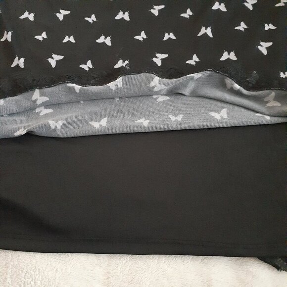 Wild Fable Women's Size XXL Black White Butterfly 90's Mesh Mini Slip Dress - Picture 9 of 12